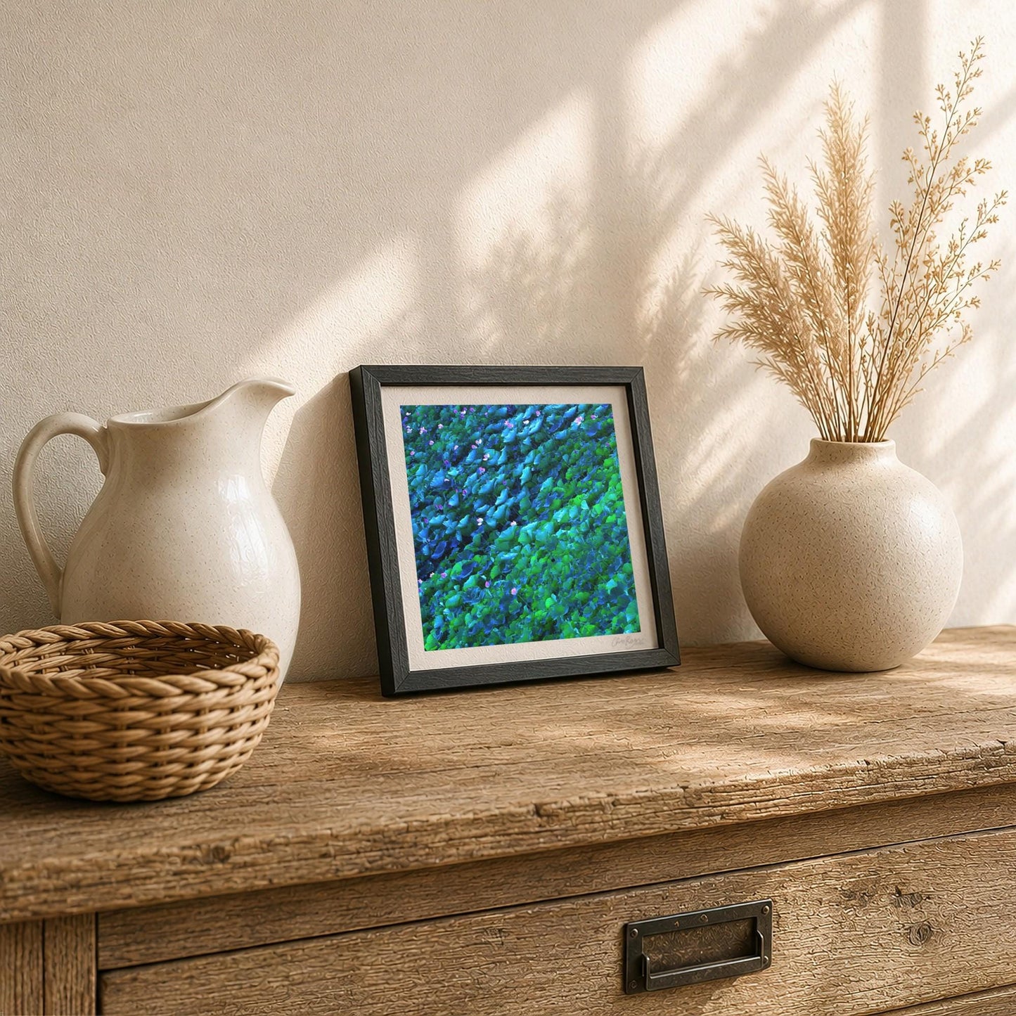 Seafoam Green Lotus Leaf Pattern Print