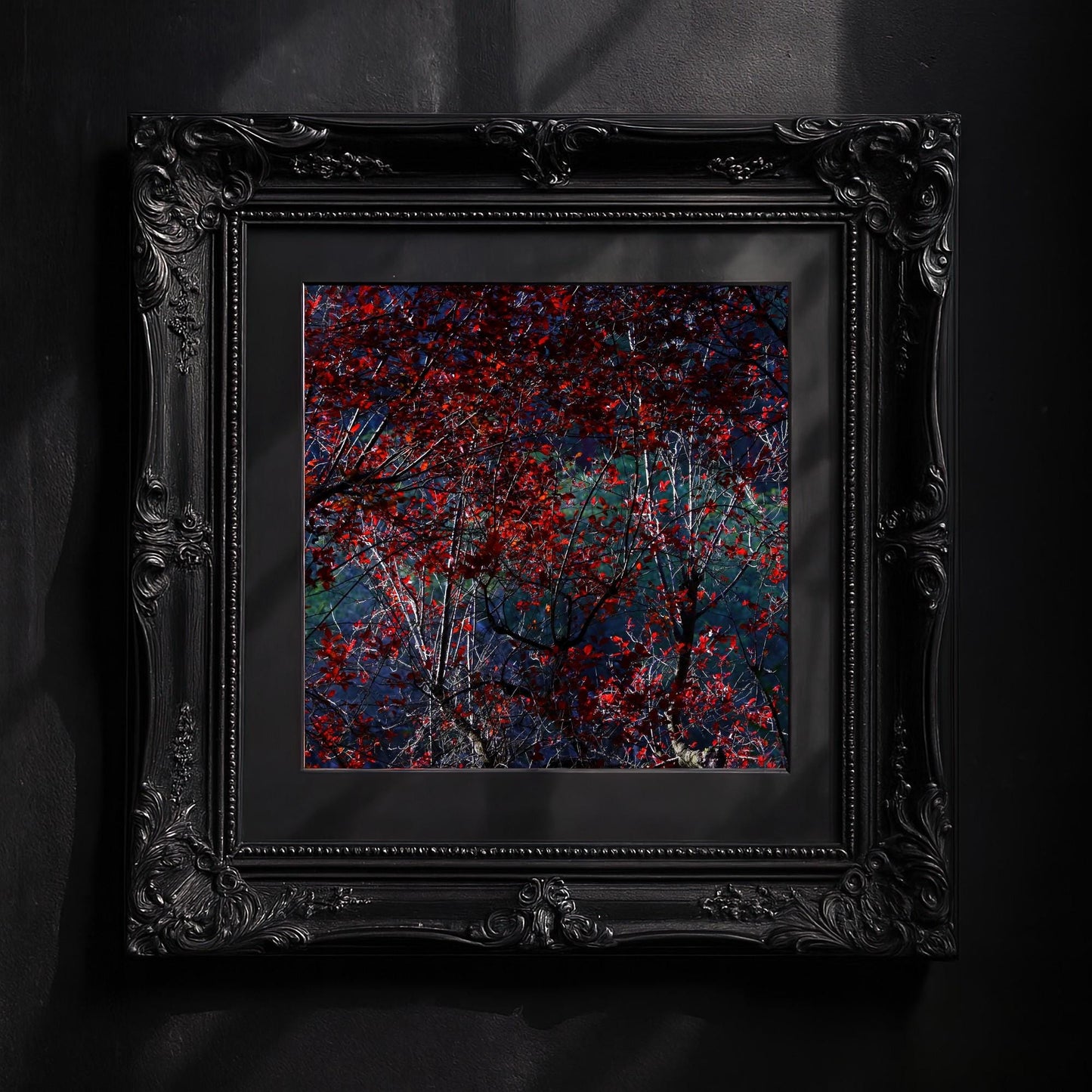 Crimson Red Gothic Print