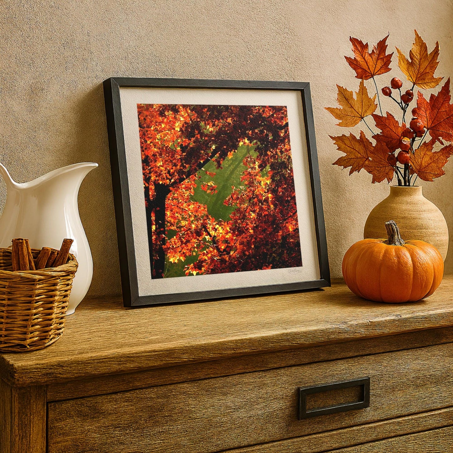 Orange and Green Fall Print