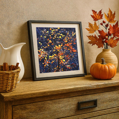 Navy Blue Fall Tree Print