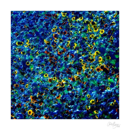 Yellow and Blue Sunflower Print