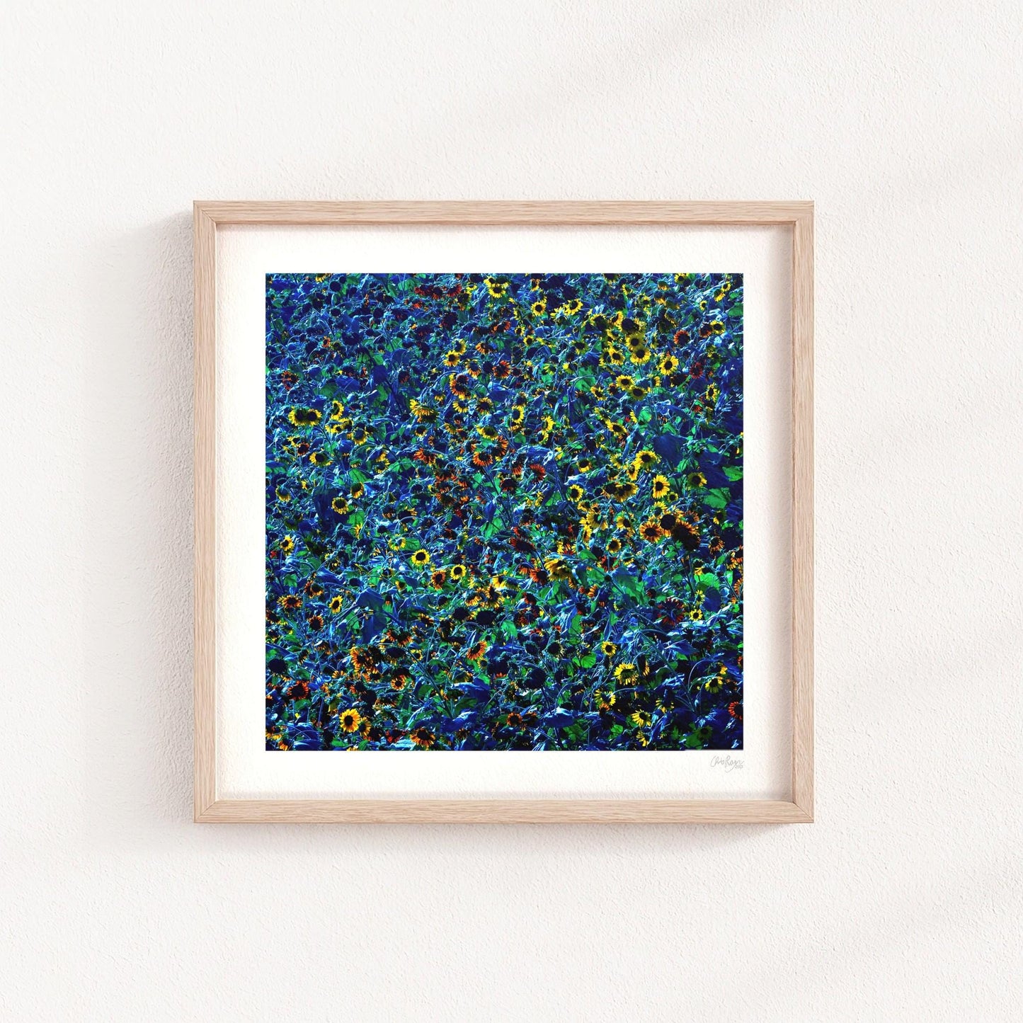 Yellow and Blue Sunflower Print