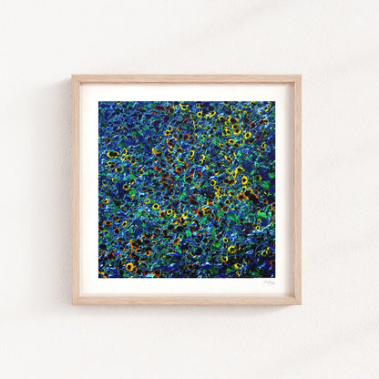 Yellow and Blue Sunflower Print