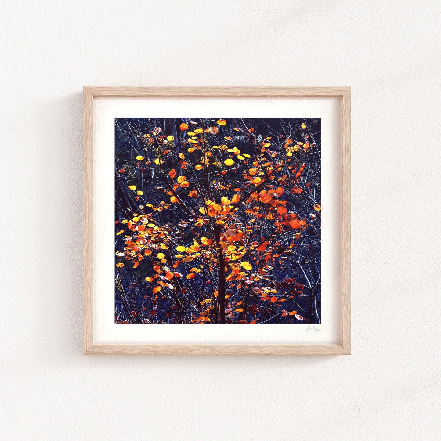 Navy Blue Fall Tree Print