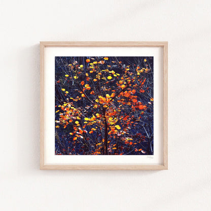 Navy Blue Fall Tree Print