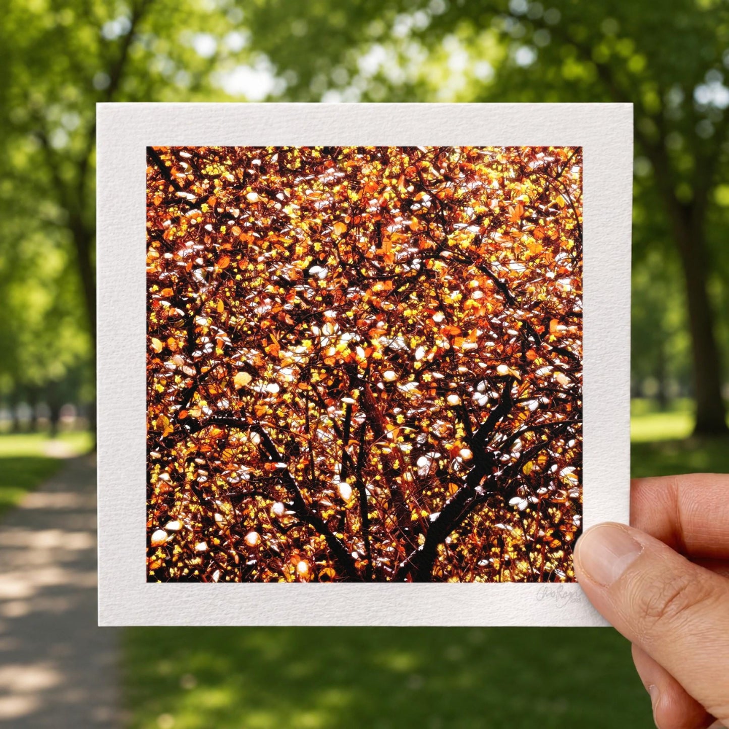 Pointillist Snow Tree Print