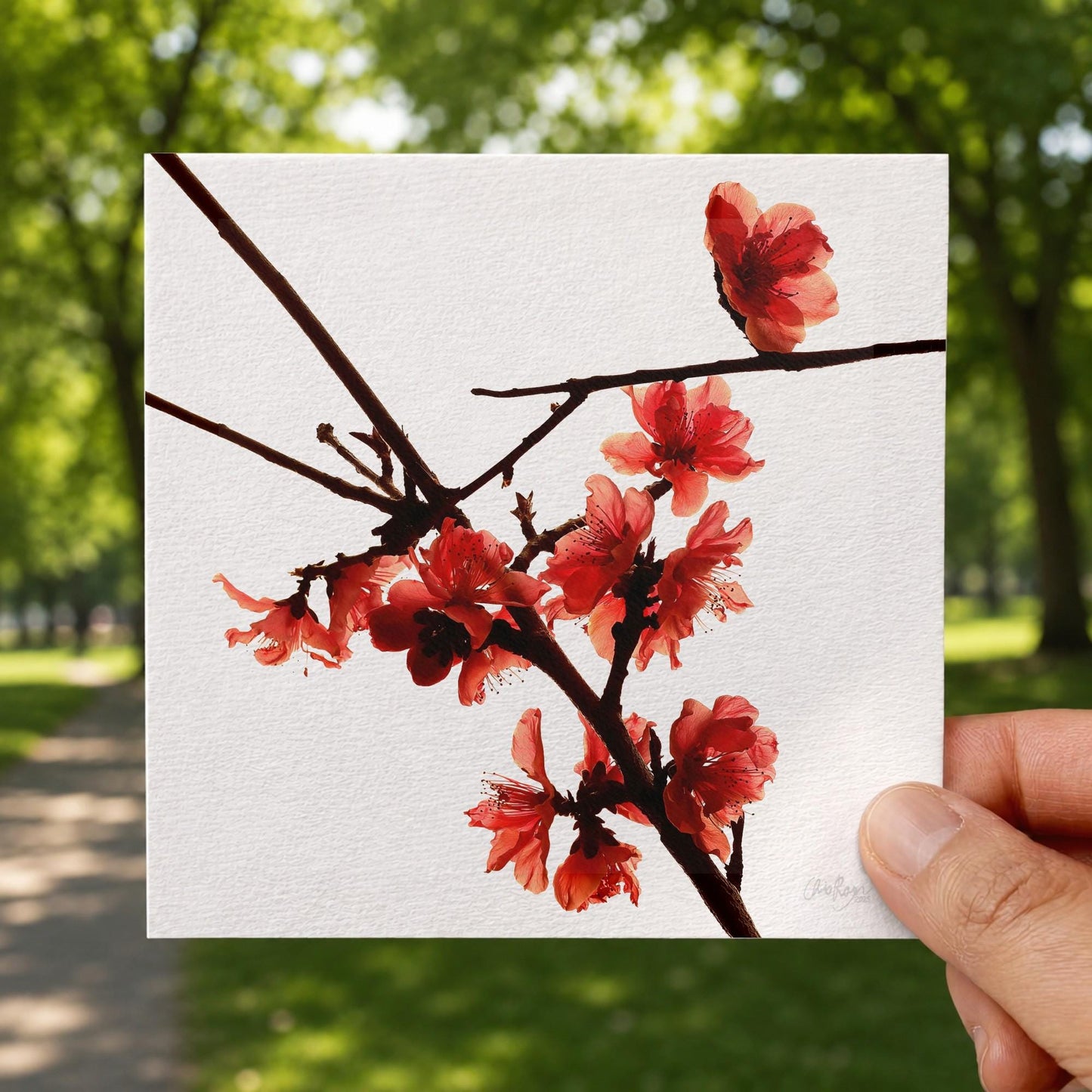 Red Peach Blossom Print