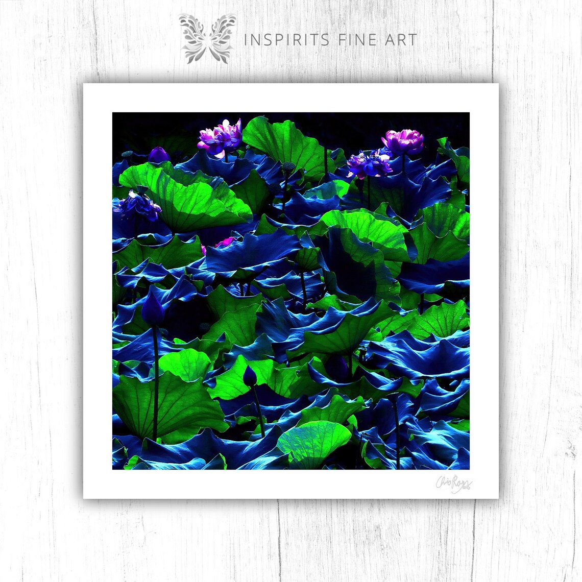 Stormy Sea: Blue Green Lotus Art Print - Image 2